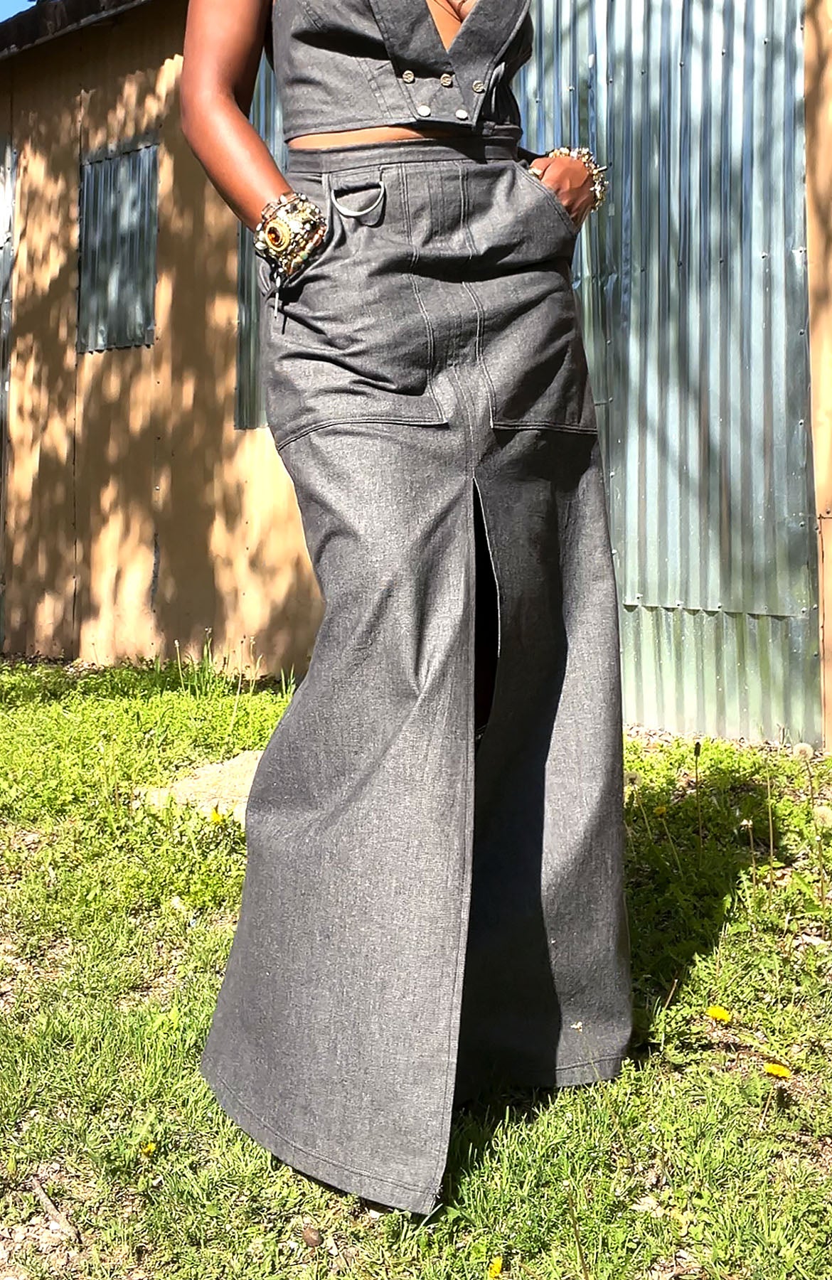 Dallas Denim Maxi Skirt
