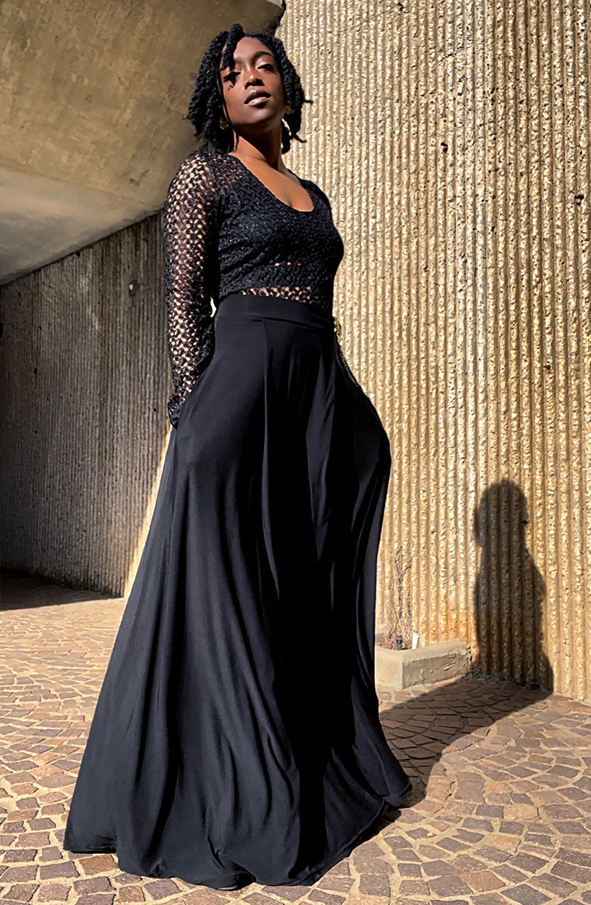 Plus size black maxi skirt clearance long