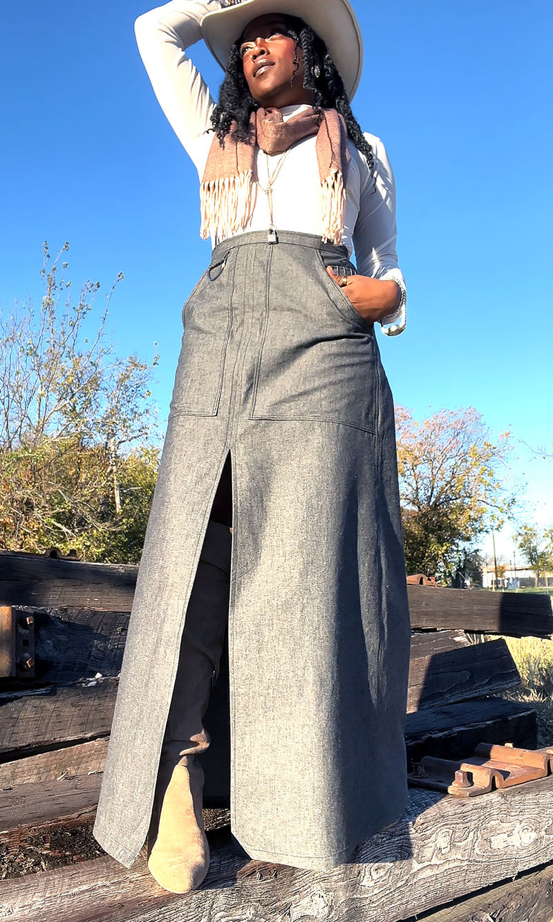 Dallas Denim Maxi Skirt