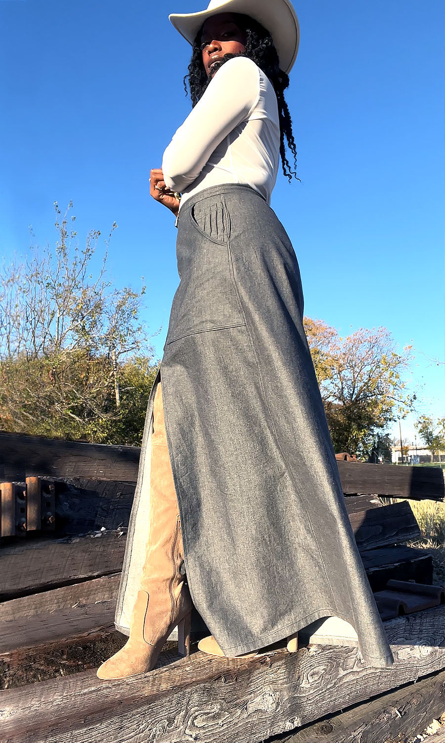 Dallas Denim Maxi Skirt